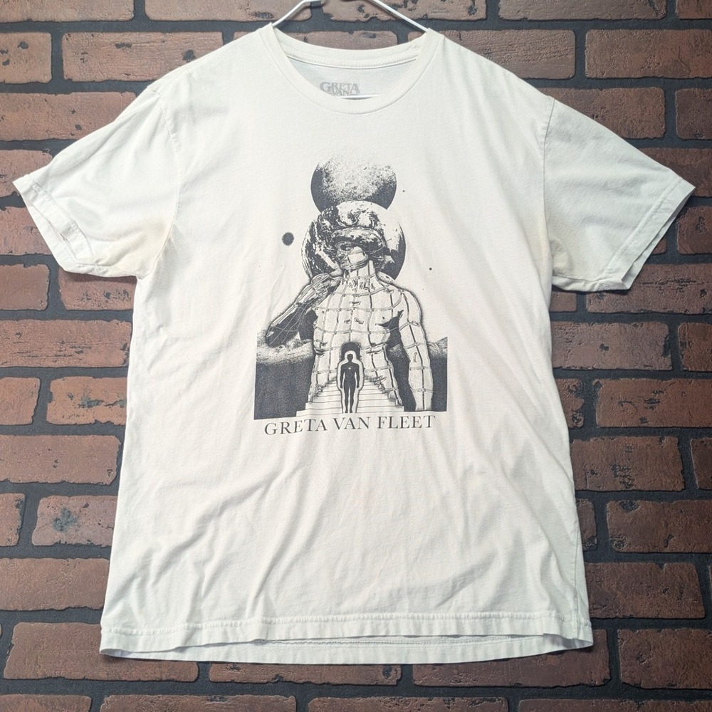 Greta Van Fleet 2022 Dreams in Gold Tour T-Shirt White Cotton Graphic Tee M/L